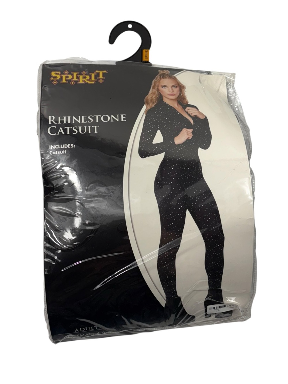 Spirit Halloween Black Rhinestone Catsuit Full Body Stretch Halloween Party S